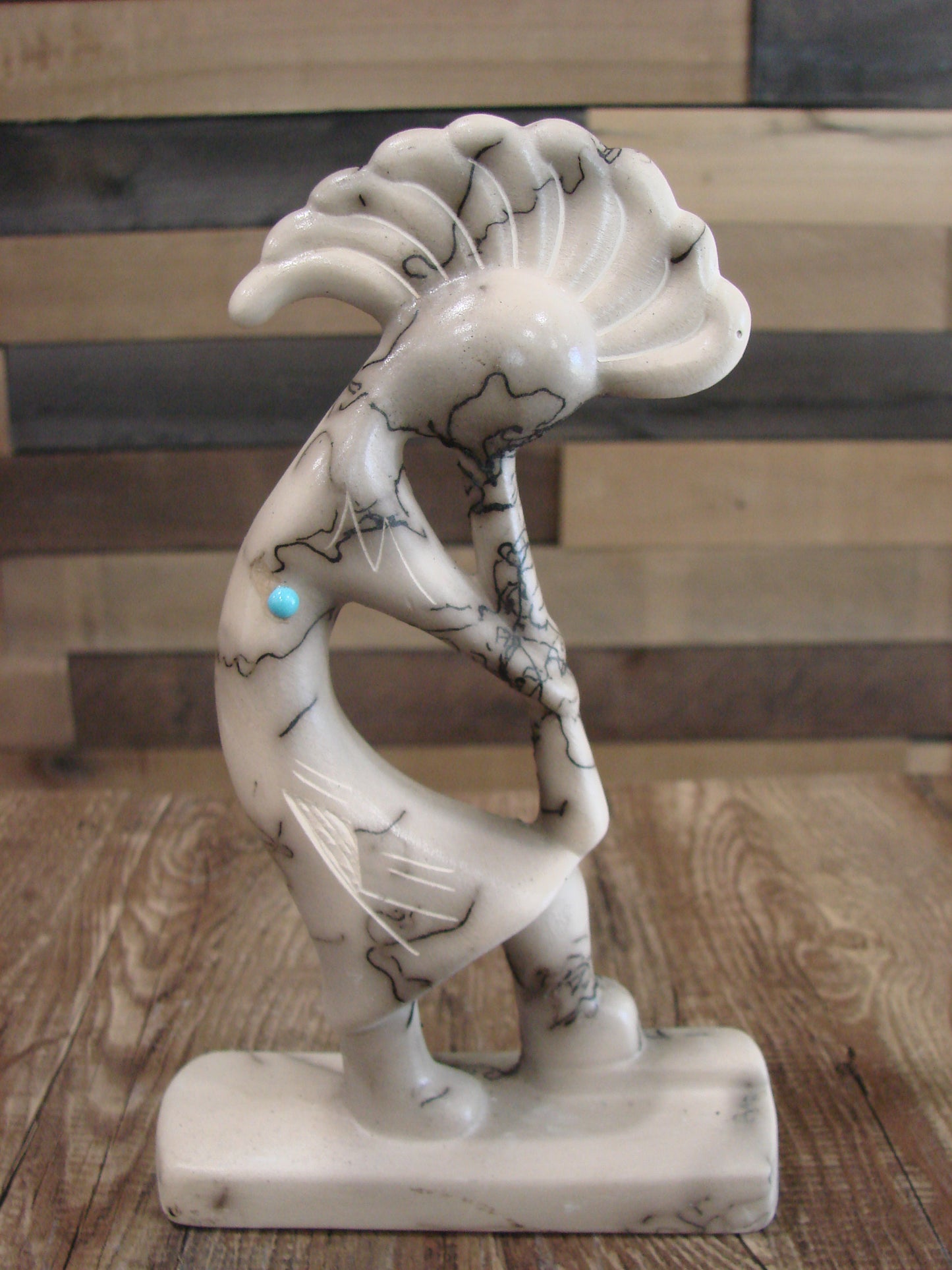 Native American Pottery Horse Hair Kokopelli Sculpture by Vail
