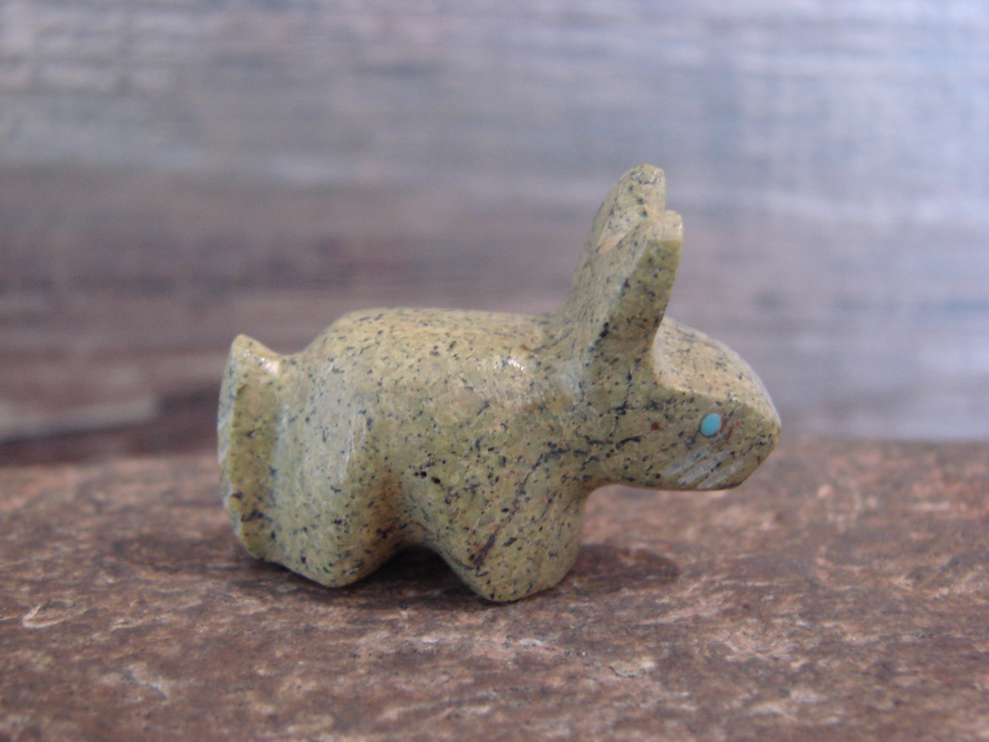 Native American Indian Hand Carved Serpentine Rabbit Fetish - B. Phillips