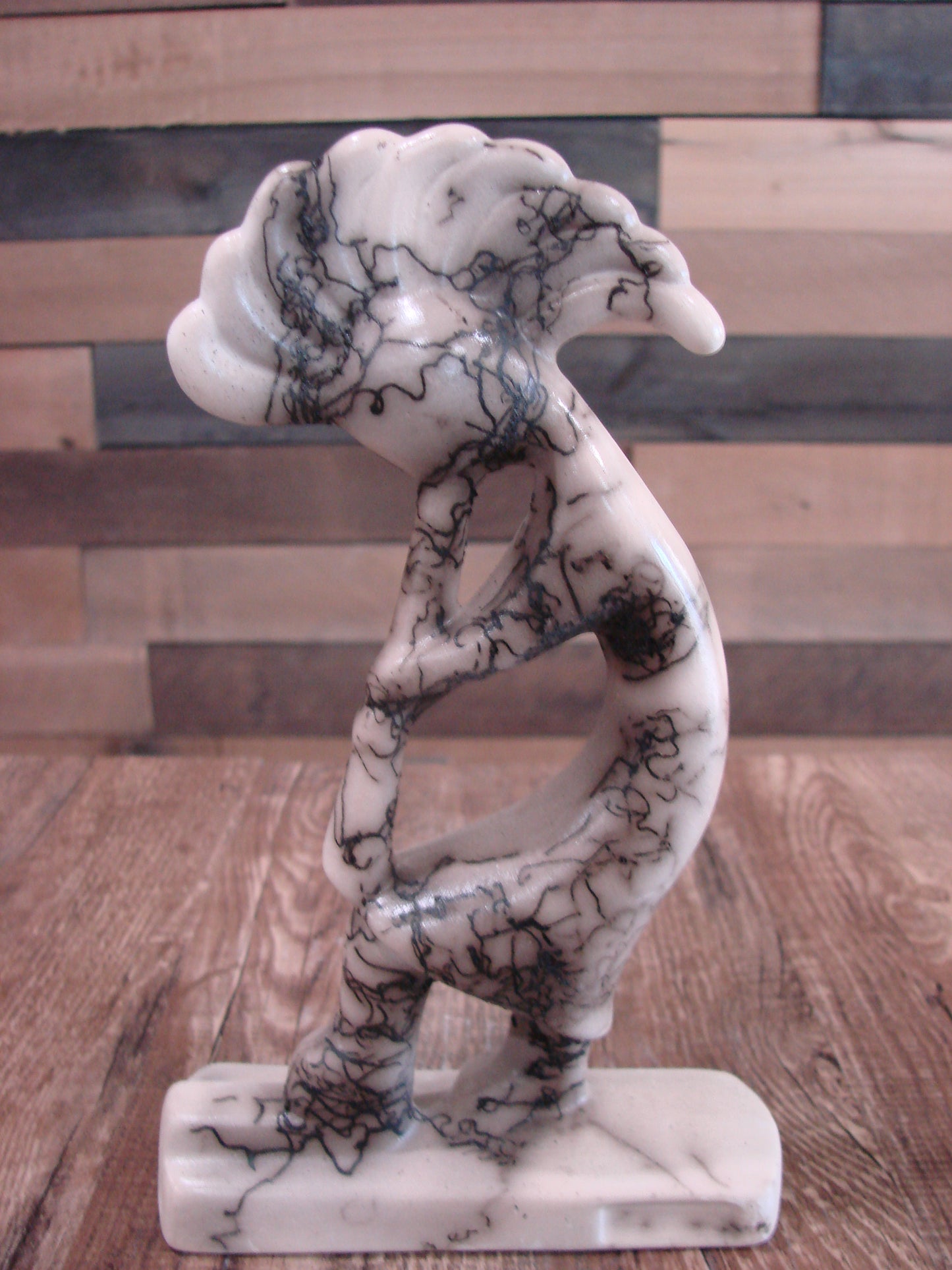 Native American Pottery Horse Hair Kokopelli Sculpture by Vail