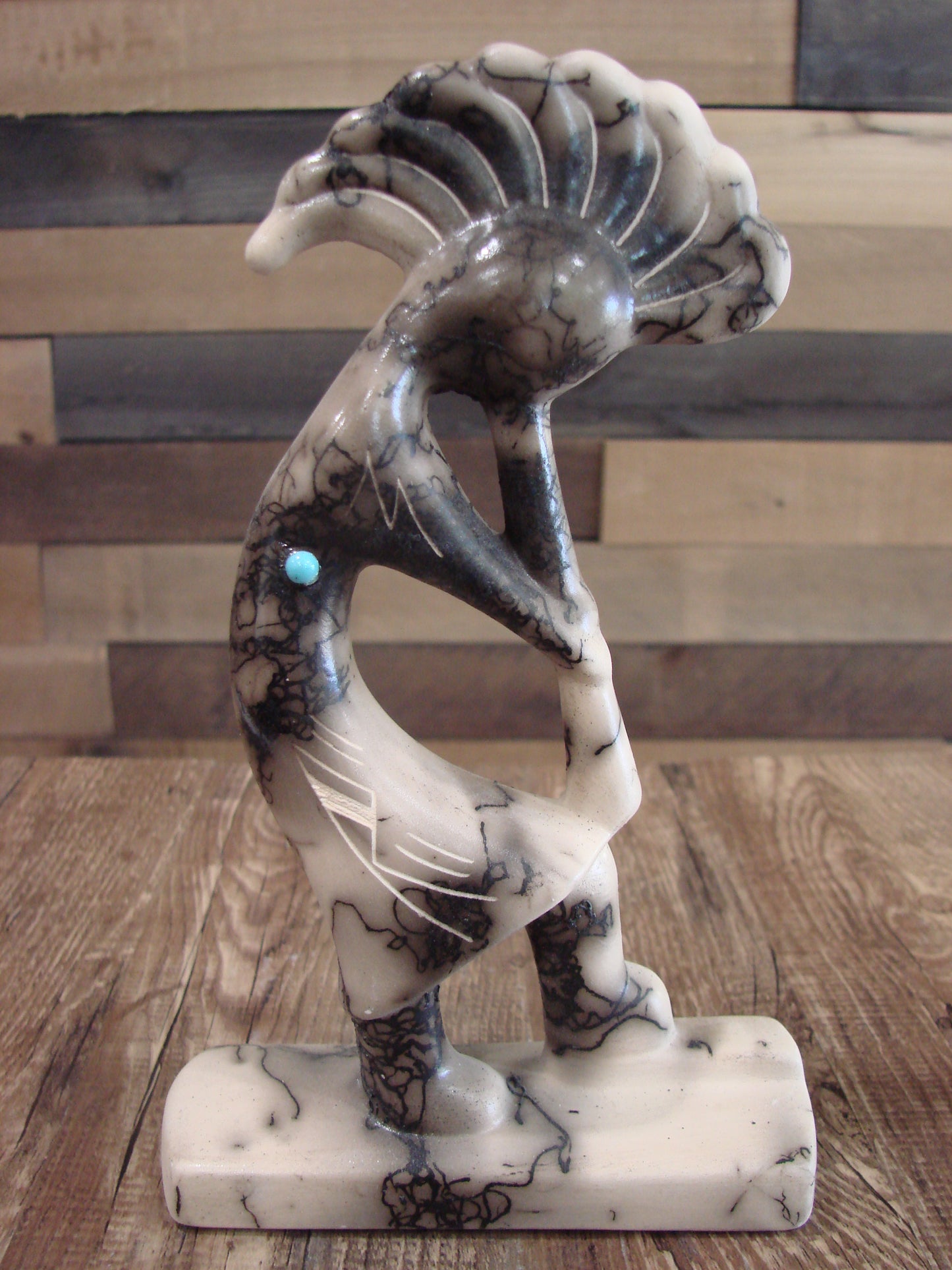 Native American Pottery Horse Hair Kokopelli Sculpture by Vail