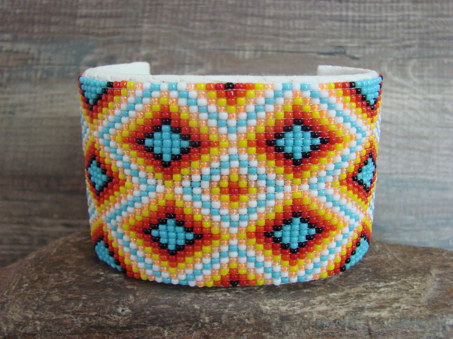 Navajo Indian Hand Beaded 2" Bracelet by Jacklyn Cleveland