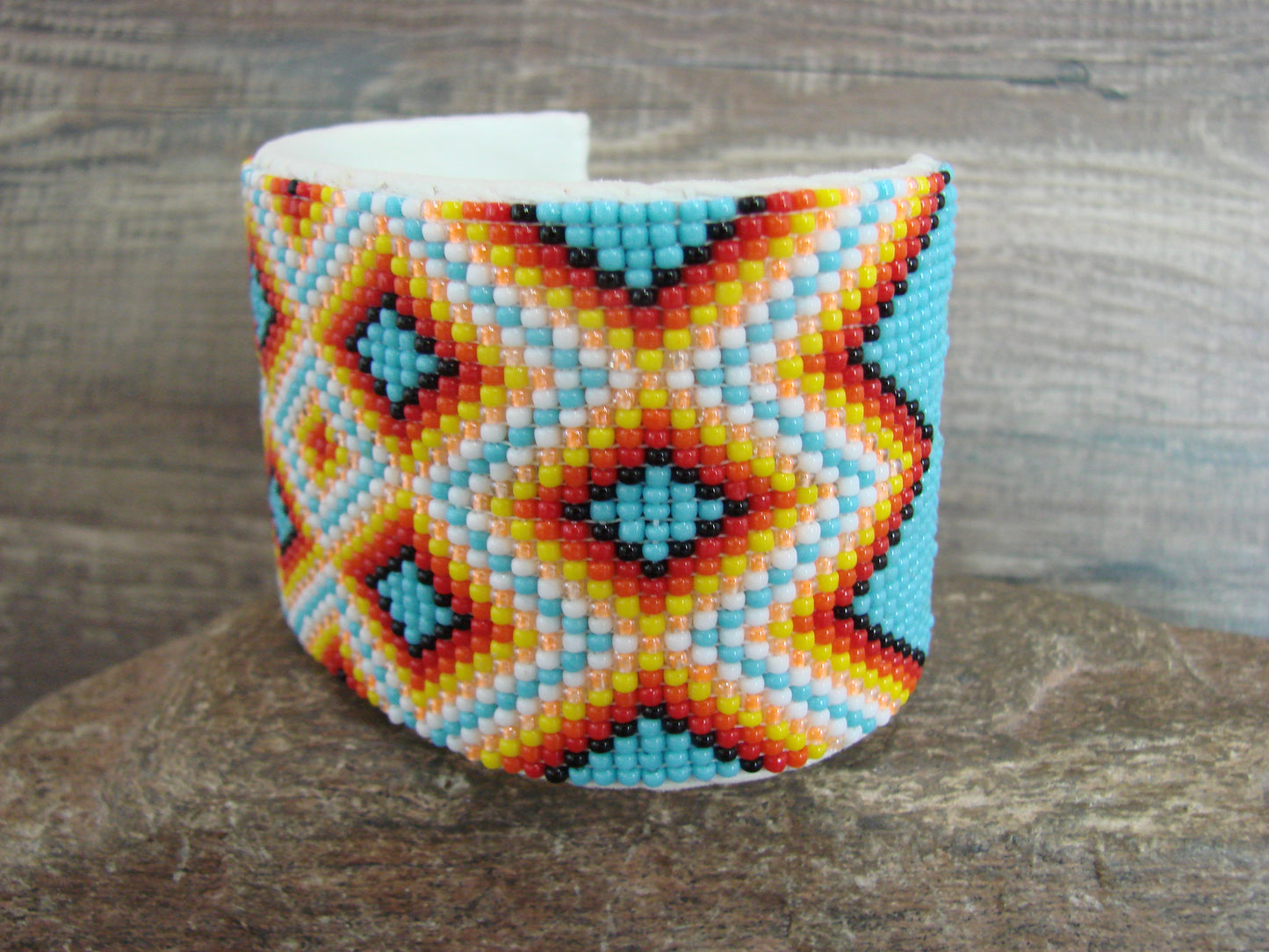 Navajo Indian Hand Beaded 2" Bracelet by Jacklyn Cleveland