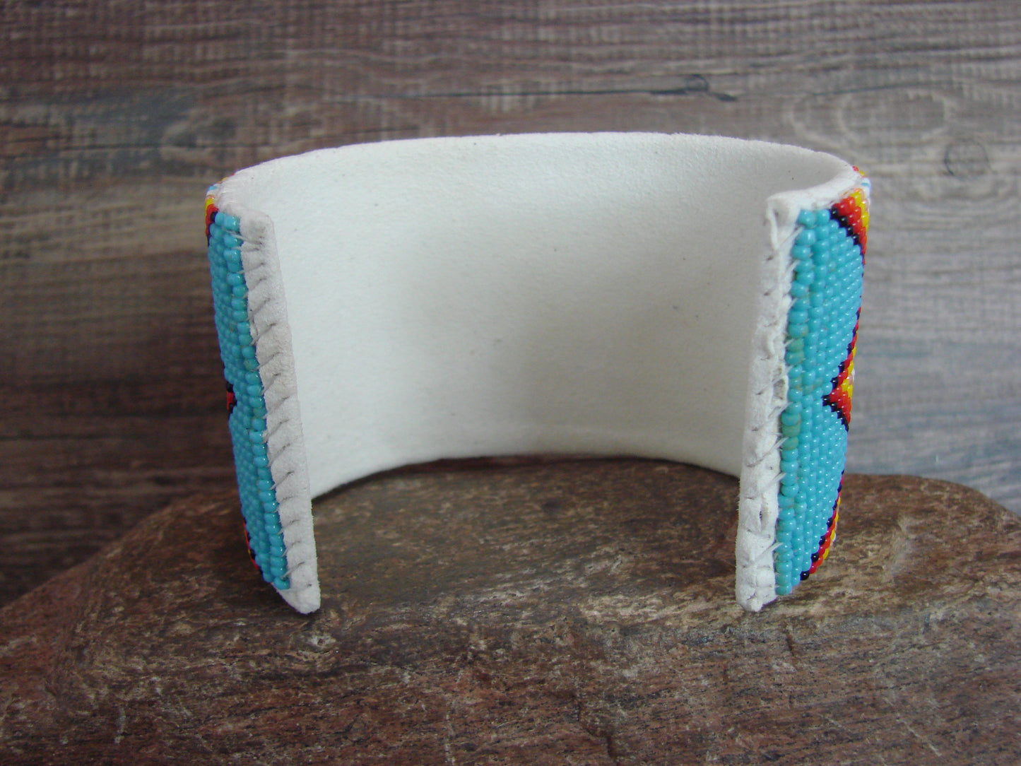 Navajo Indian Hand Beaded 2" Bracelet by Jacklyn Cleveland