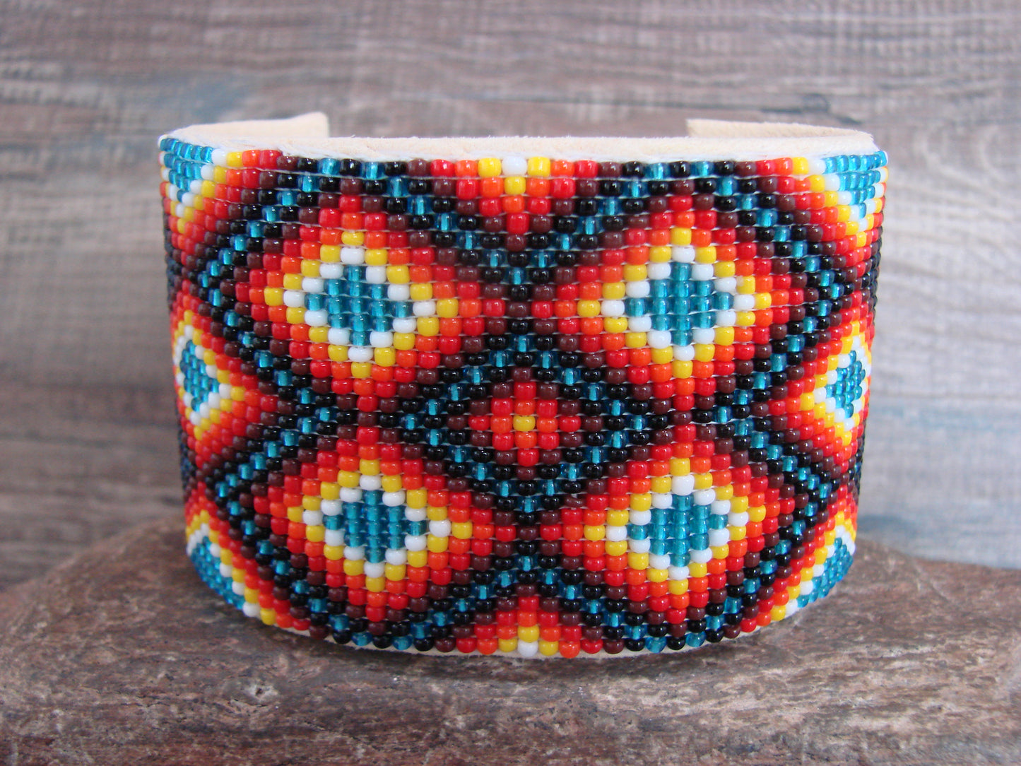 Navajo Indian Hand Beaded 2" Bracelet by Jacklyn Cleveland