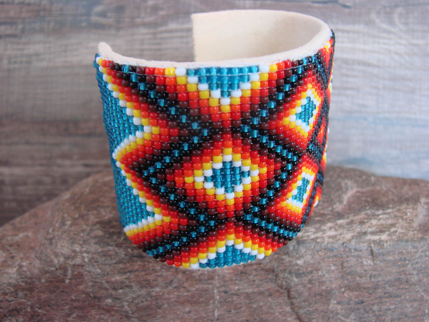 Navajo Indian Hand Beaded 2" Bracelet by Jacklyn Cleveland