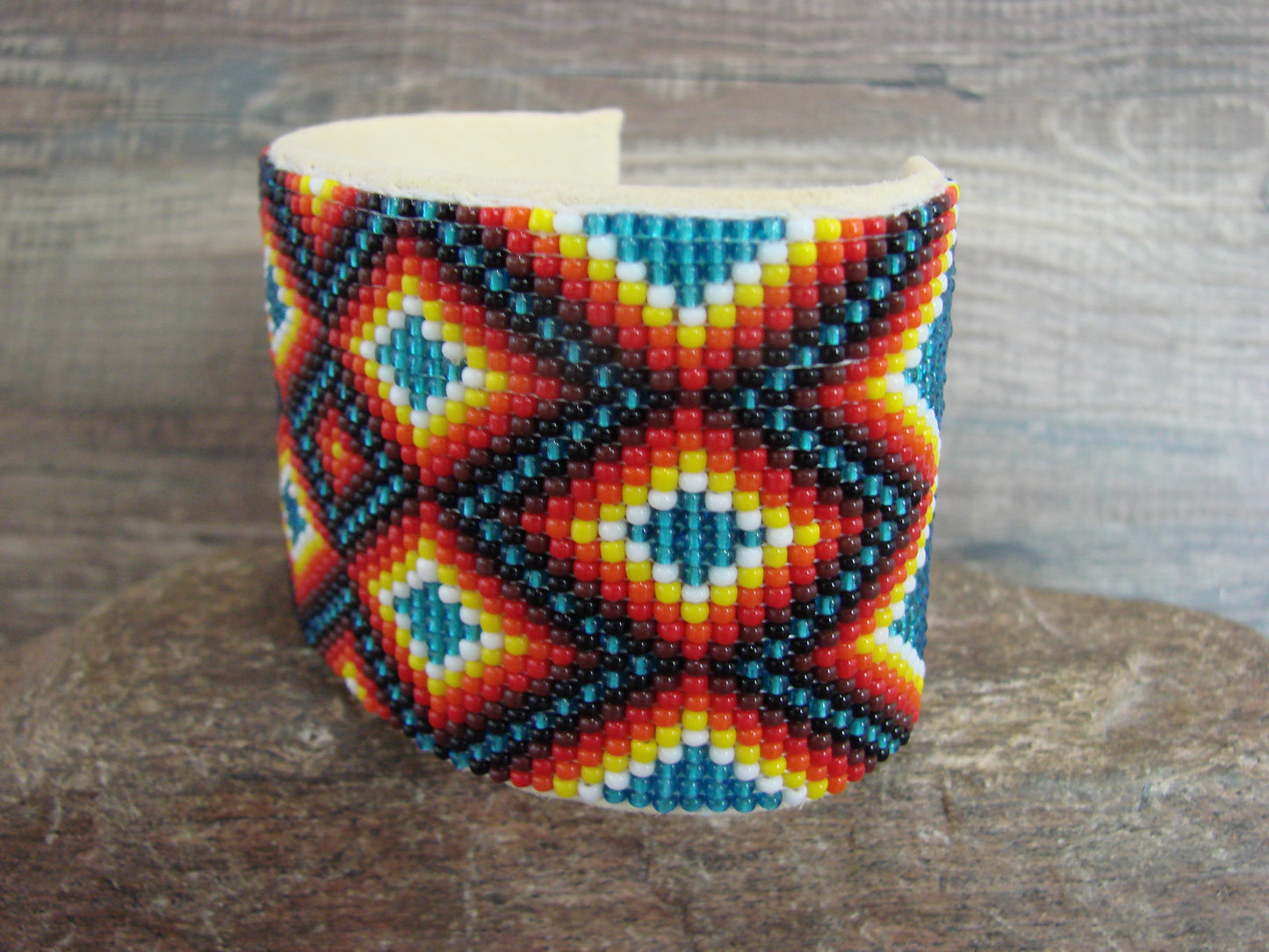 Navajo Indian Hand Beaded 2" Bracelet by Jacklyn Cleveland