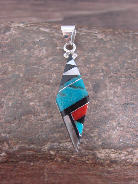 Native American Sterling Silver & Multi Stone Inlay Pendant by Kallestewa