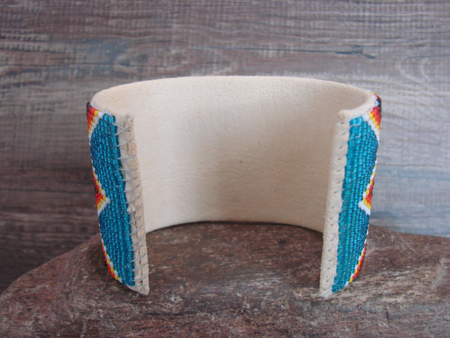 Navajo Indian Hand Beaded 2" Bracelet by Jacklyn Cleveland