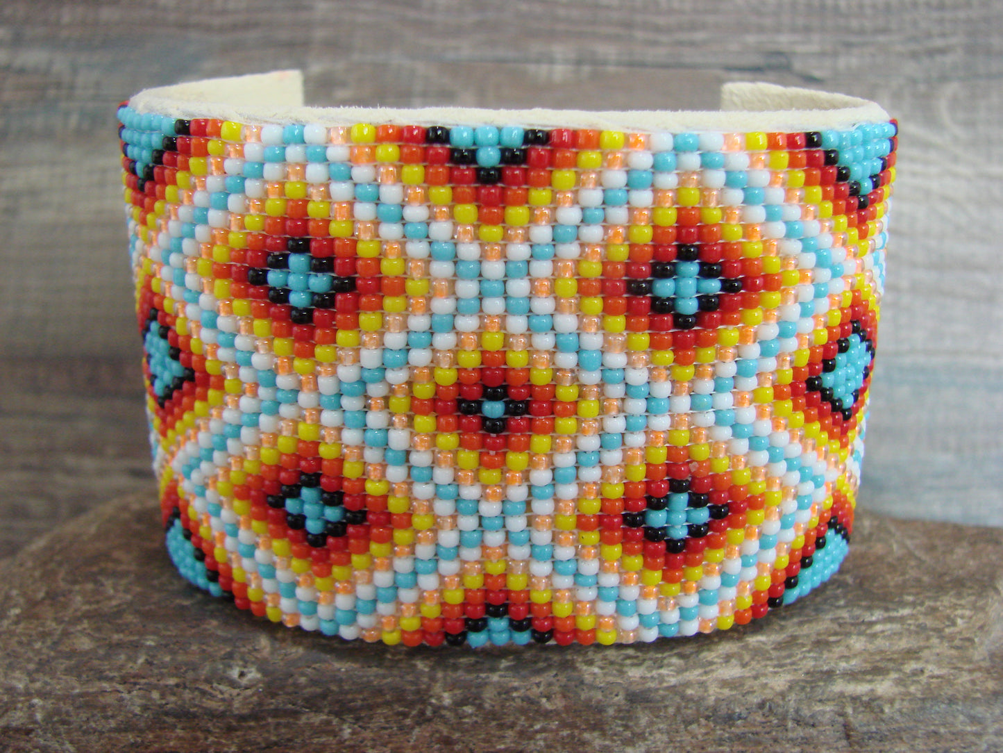 Navajo Indian Hand Beaded 2" Bracelet by Jacklyn Cleveland