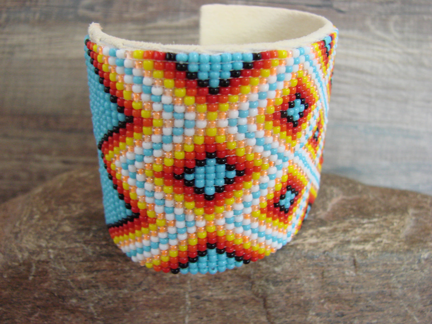 Navajo Indian Hand Beaded 2" Bracelet by Jacklyn Cleveland