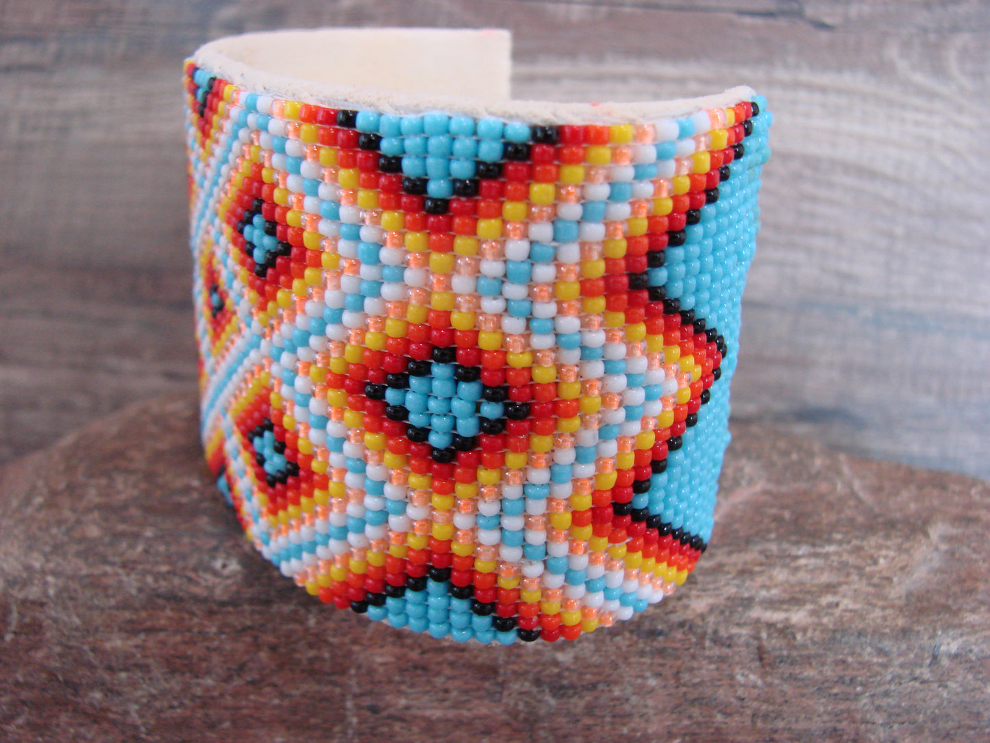 Navajo Indian Hand Beaded 2" Bracelet by Jacklyn Cleveland