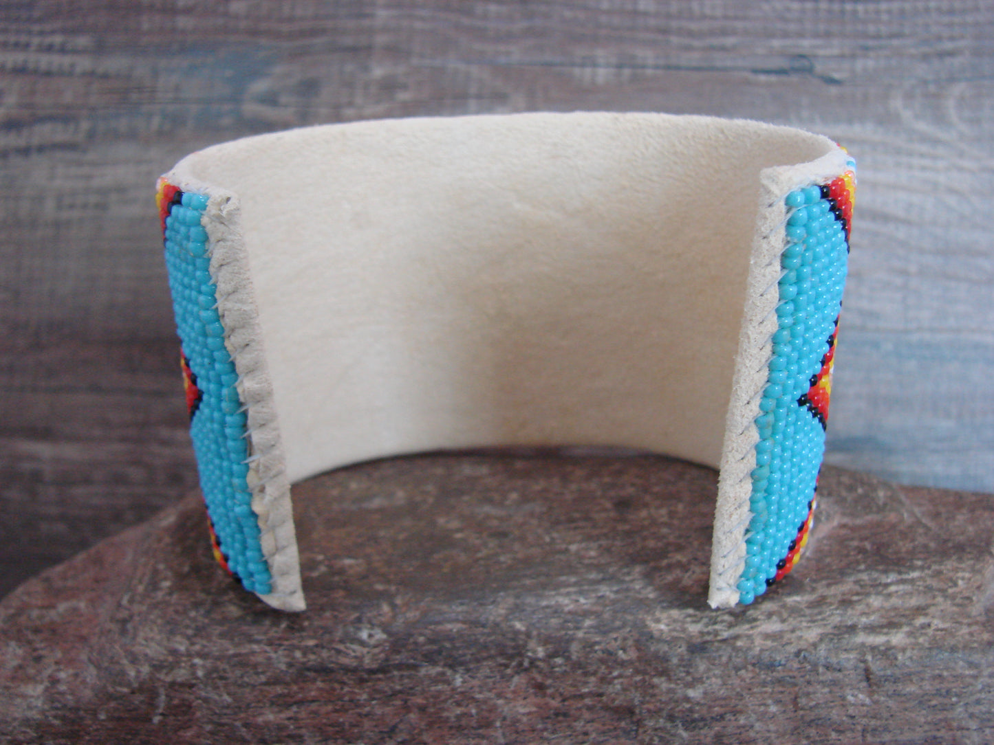 Navajo Indian Hand Beaded 2" Bracelet by Jacklyn Cleveland