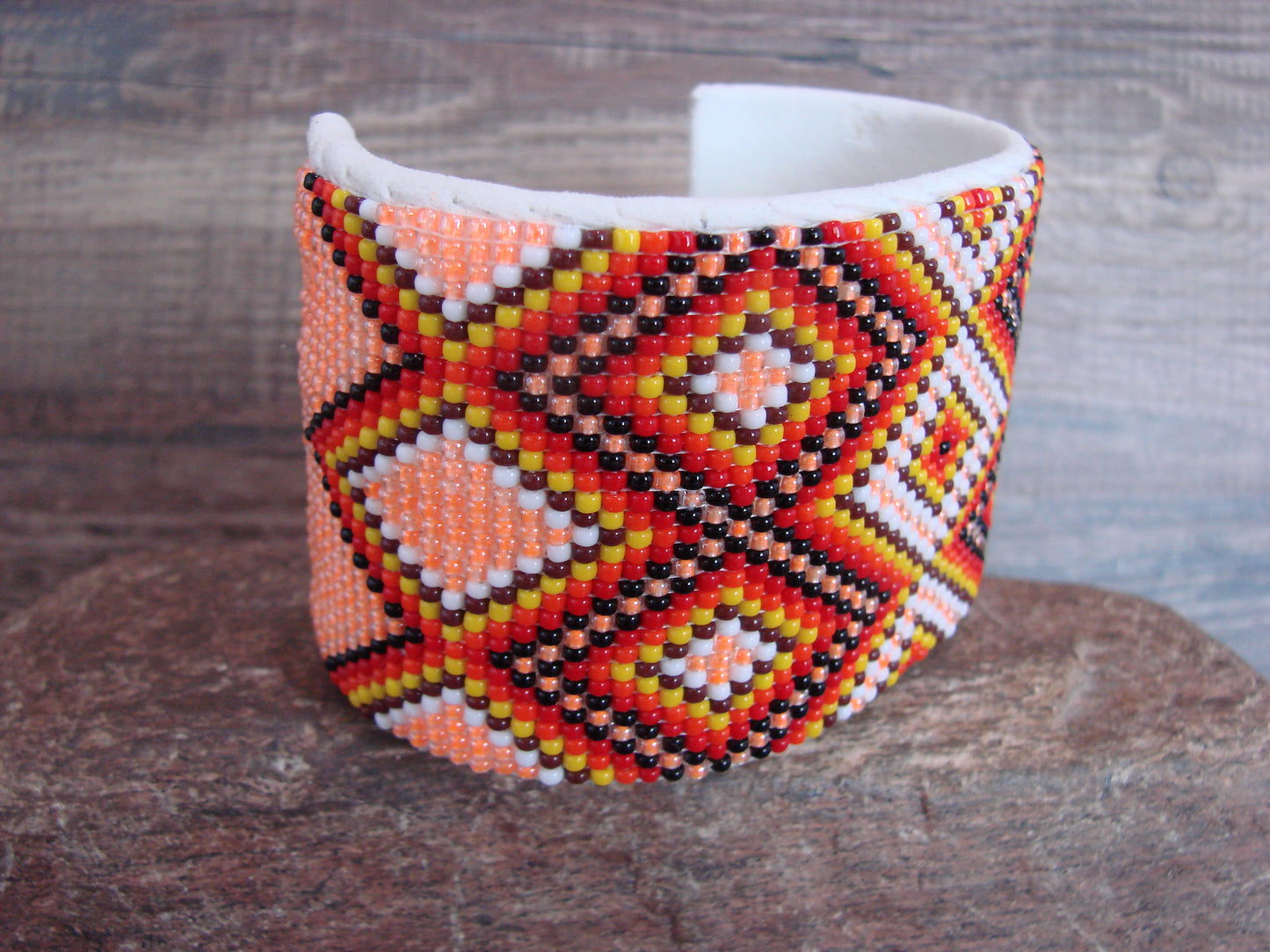 Navajo Indian Hand Beaded 2" Bracelet by Jacklyn Cleveland
