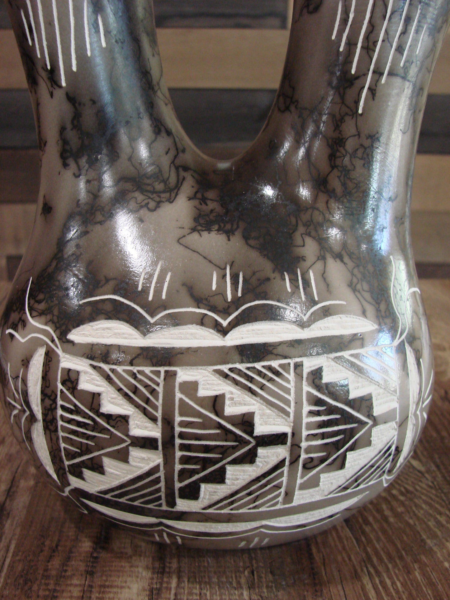 Native American Horse Hair Wedding Vase Pottery by Vail