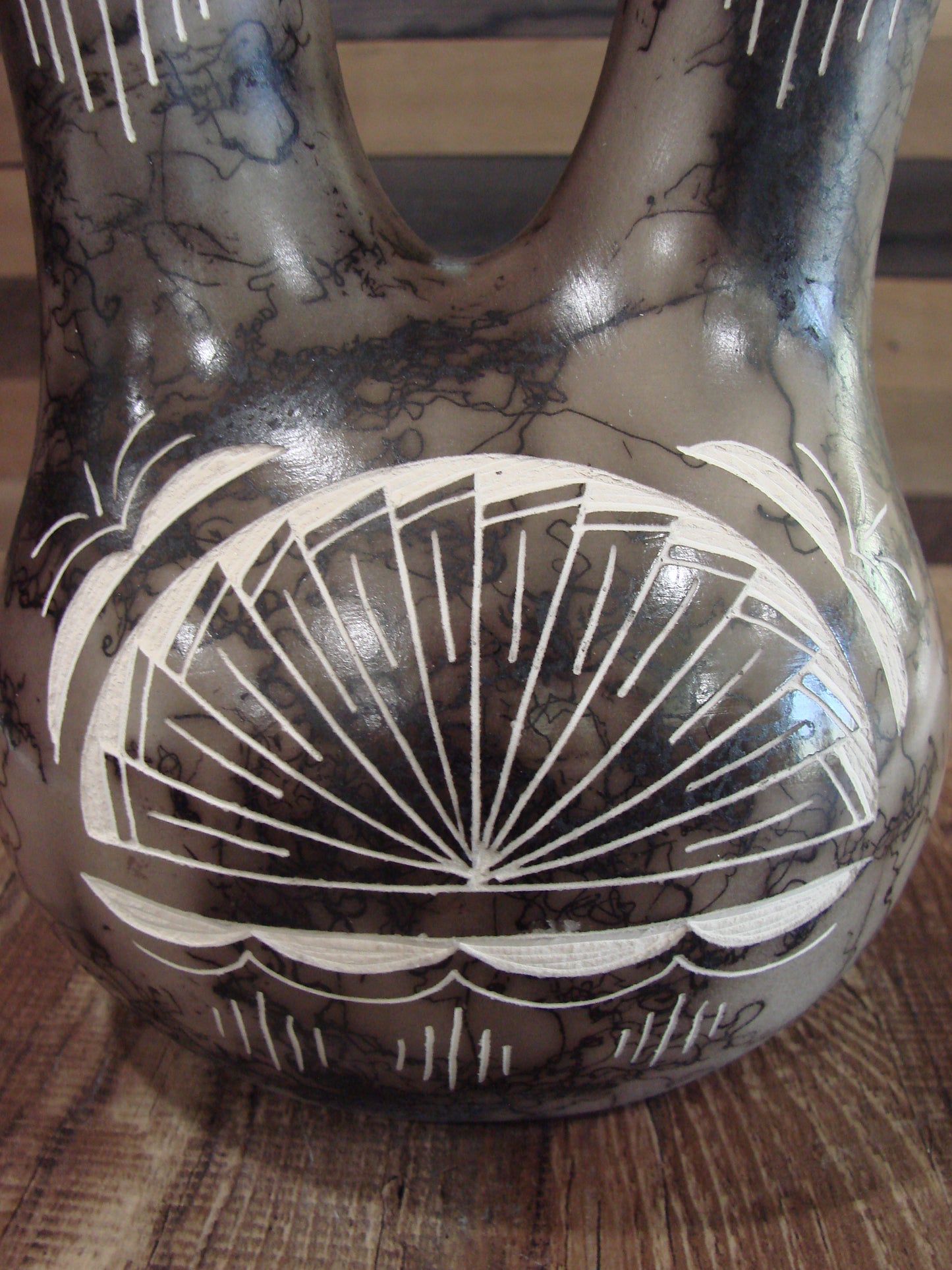 Native American Horse Hair Wedding Vase Pottery by Vail