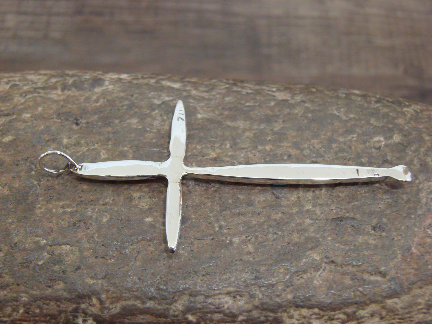 Native American Sterling Silver Multi Stone Inlay Cross Pendant by Noche