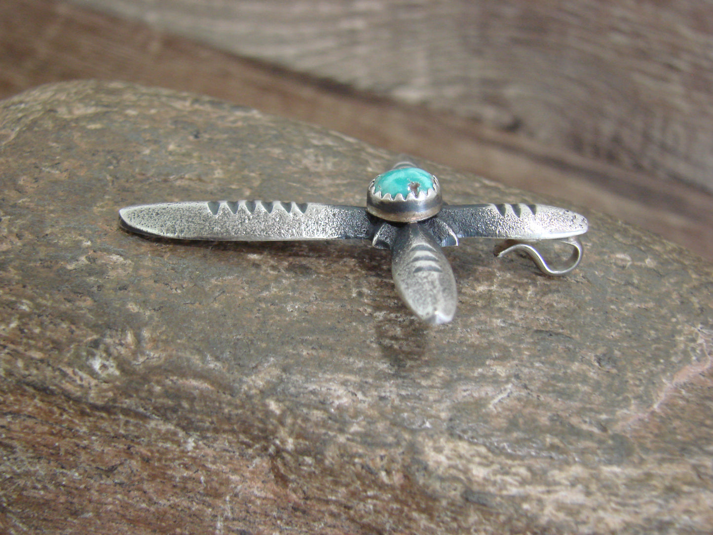 Native American Sterling Silver & Turquoise Cross Pendant Signed Cayatineto