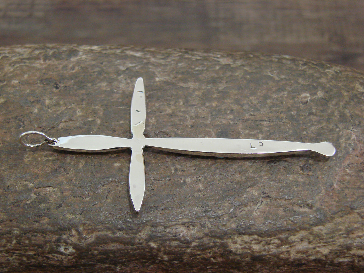 Native American Sterling Silver Multi Stone Inlay Cross Pendant by Noche