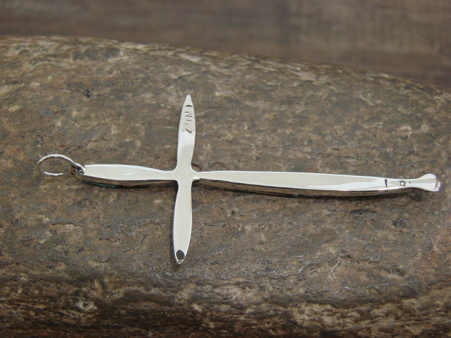 Native American Sterling Silver Multi Stone Inlay Cross Pendant by Noche