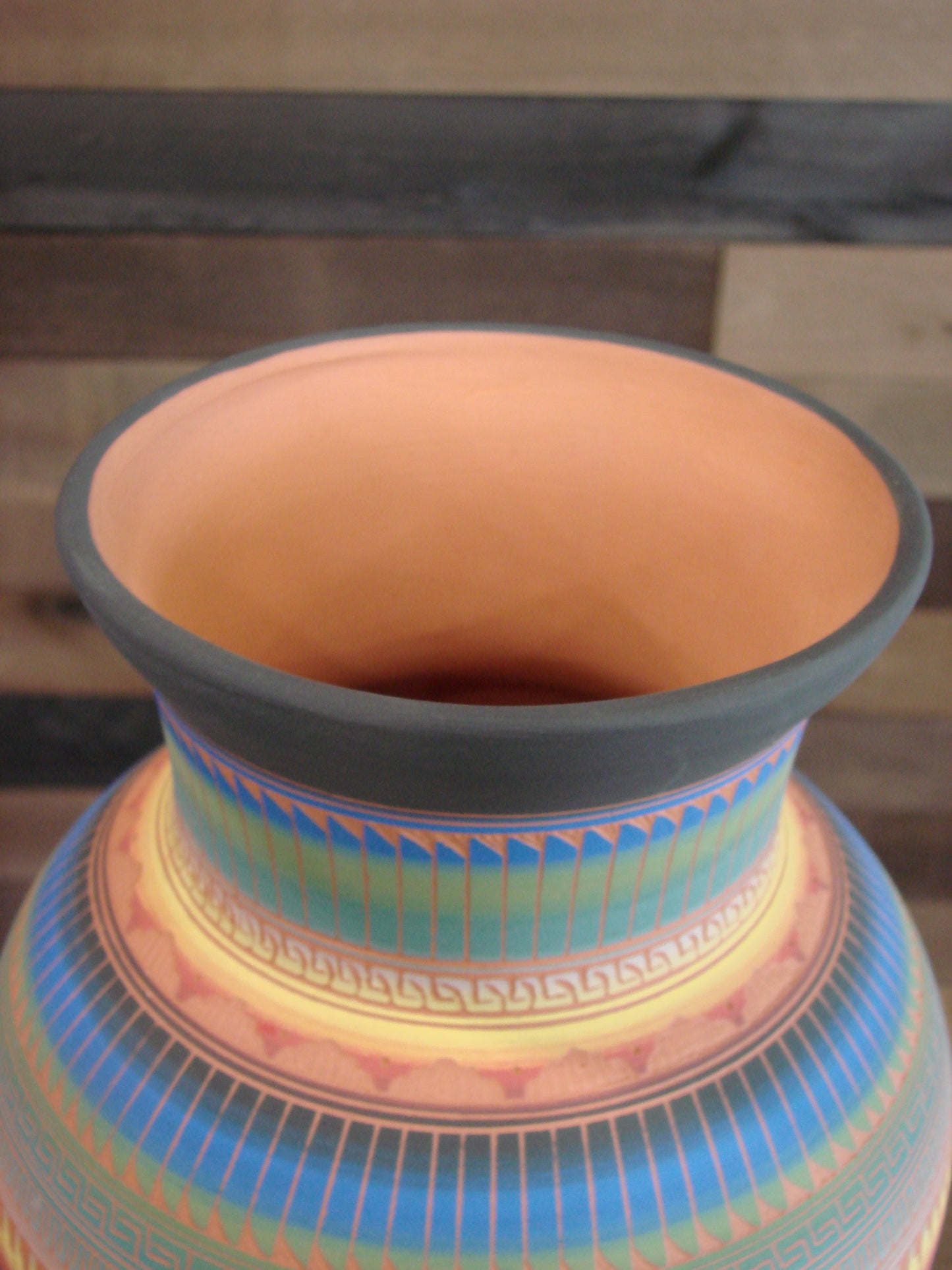 Native American Navajo Hand Etched & Hand Painted Pottery - SAM