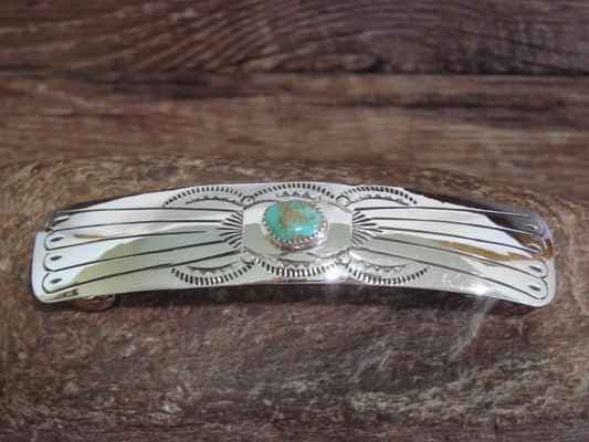 Native American Sterling Silver & Turquoise Hair Barrette by Begay