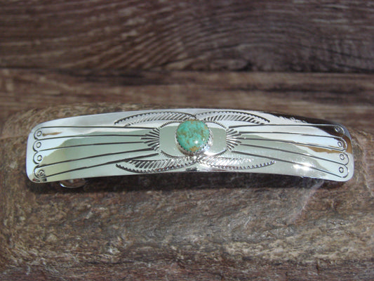 Native American Sterling Silver & Turquoise Hair Barrette by Begay