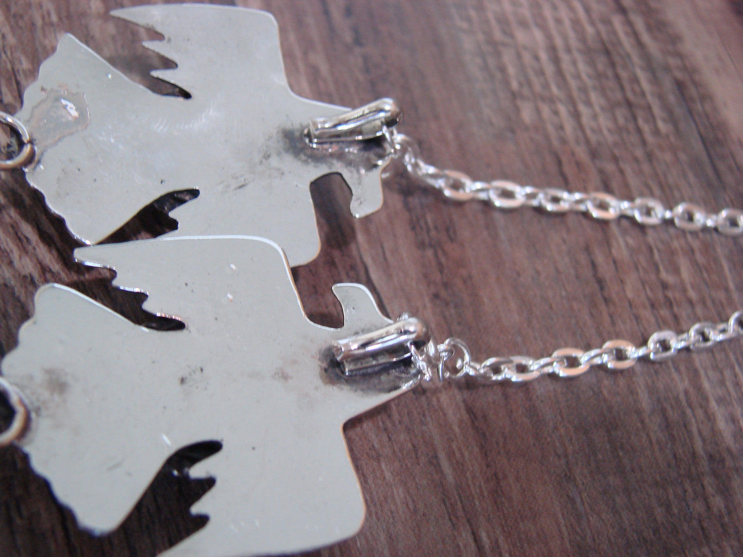 Navajo Indian Nickel Silver & Turquoise Eagle Link Necklace by Cleveland