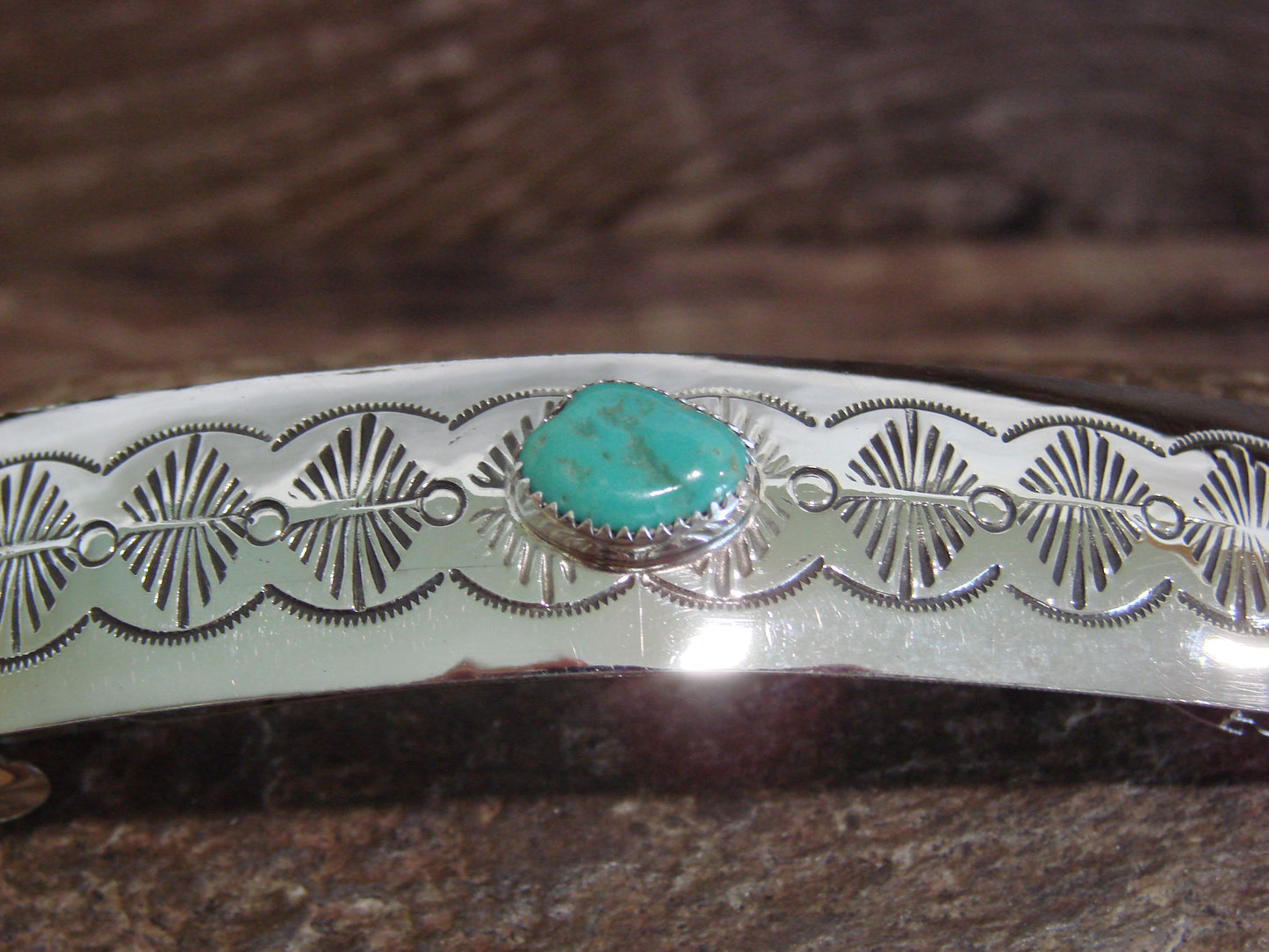 Native American Sterling Silver & Turquoise Hair Barrette by Begay