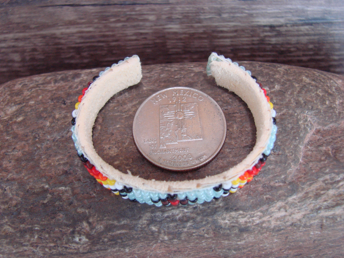 Navajo Indian Hand Beaded Baby / Child's Bracelet by Jackie Cleveland