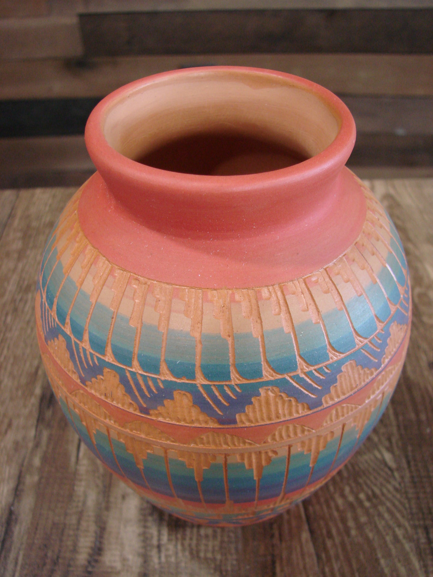 Native American Navajo Hand Etched & Hand Painted Pottery - EG