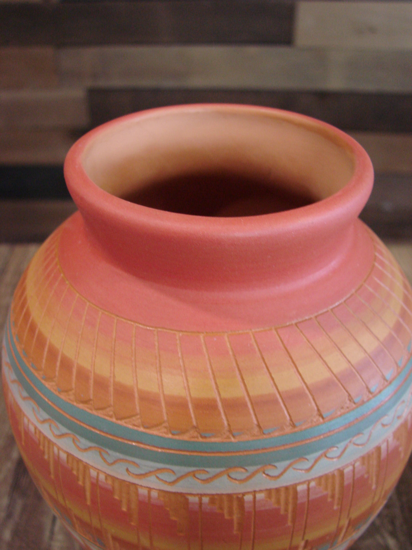 Native American Navajo Hand Etched & Hand Painted Pottery - EG