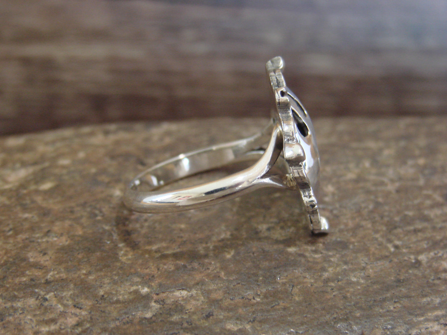 Native American Sterling Silver Turquoise Bear Paw Ring by Hawthorne - Size 6