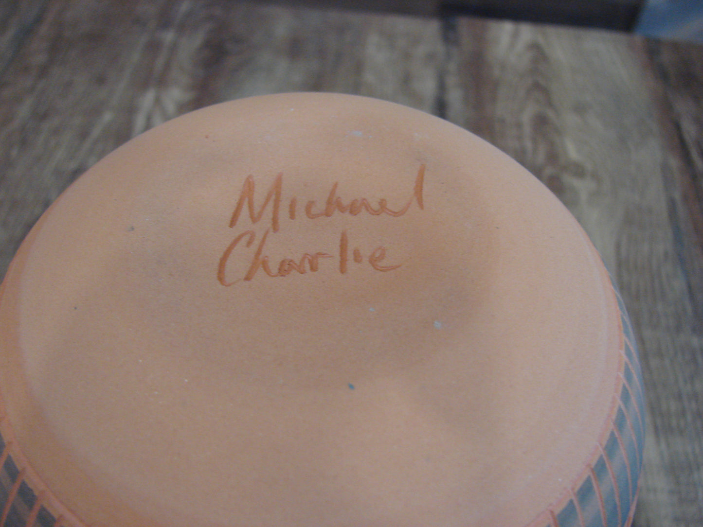 Native American Navajo Hand Etched & Hand Painted Pottery - Charlie