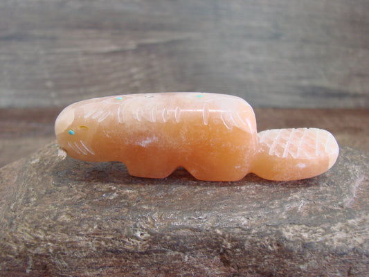 Native American Zuni Indian Hand Carved Alabaster Beaver Fetish - B. Phillips
