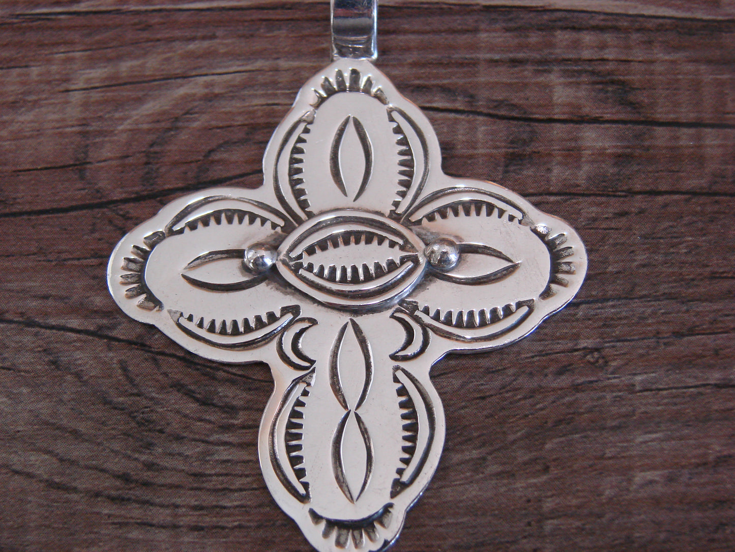 Navajo Indian Sterling Silver Cross Pendant Signed Cleveland