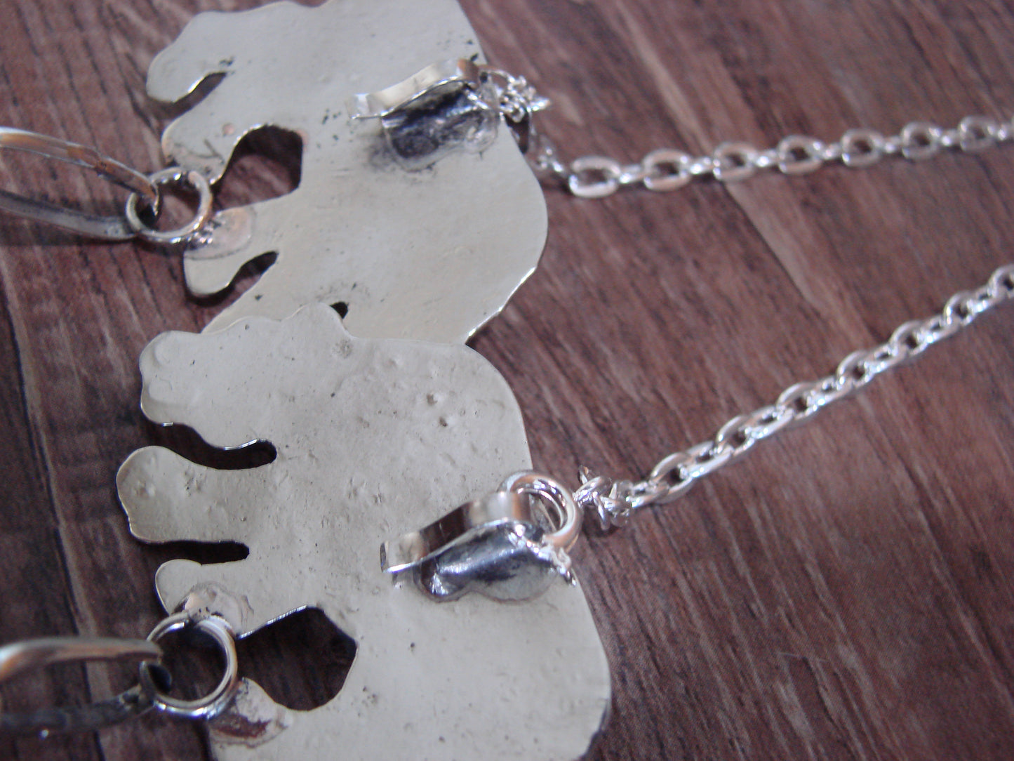 Navajo Indian Nickel Silver & Turquoise Bear Link Necklace by Cleveland