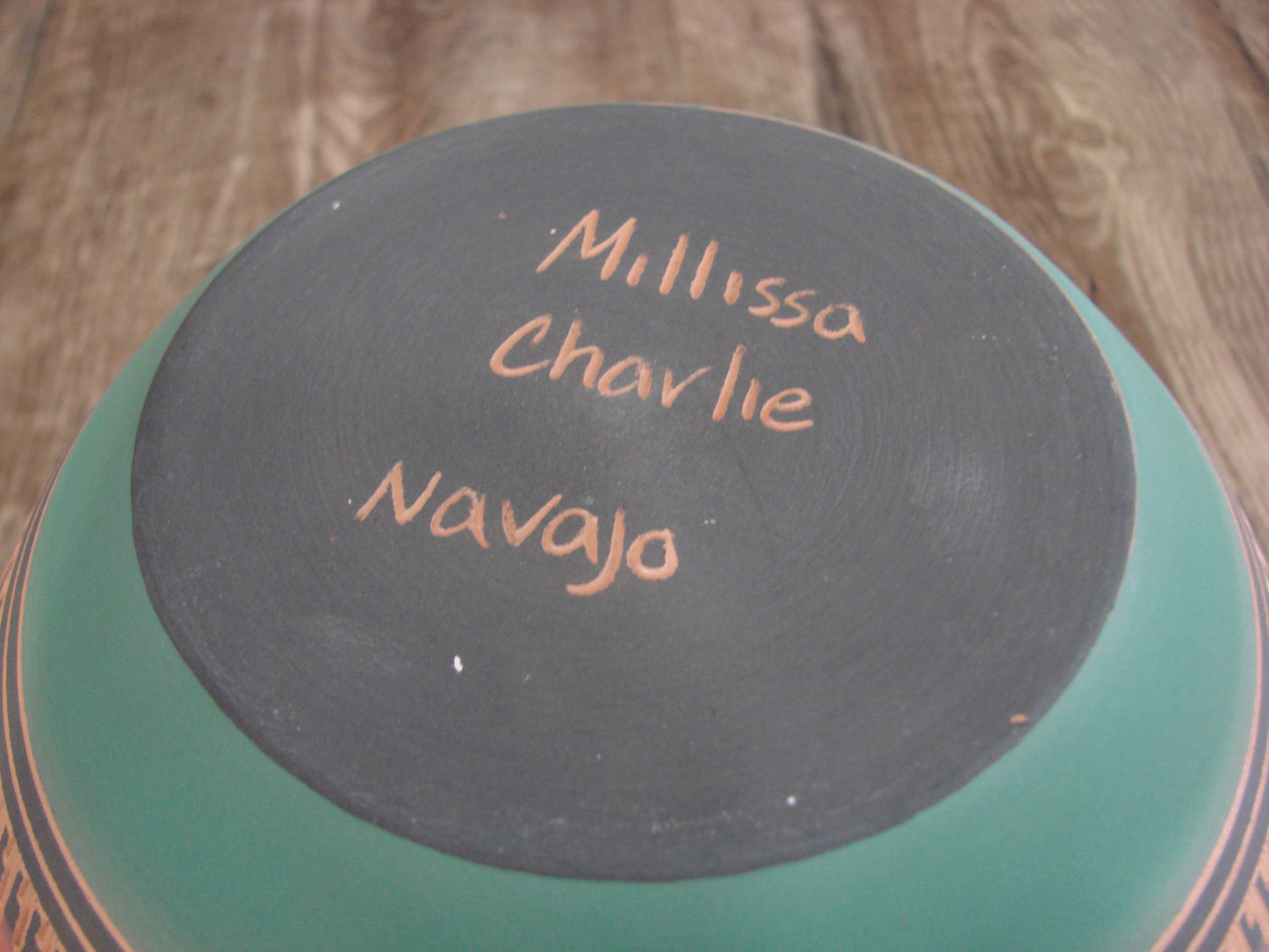 Native American Navajo Hand Etched & Hand Painted Pottery - Charlie