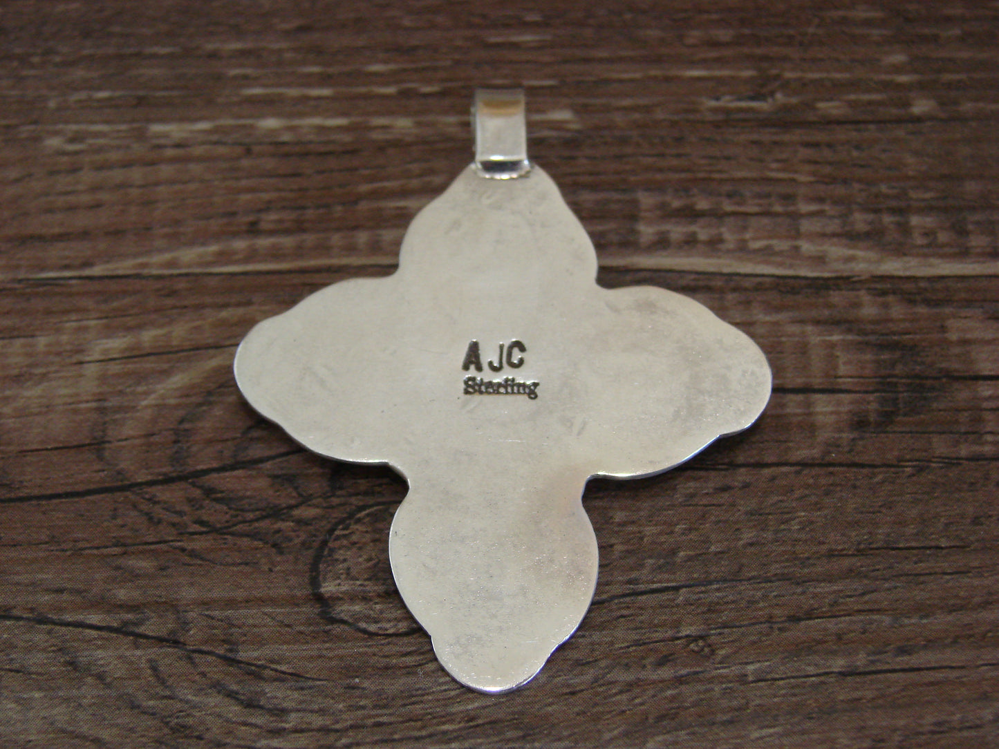 Navajo Indian Sterling Silver Cross Pendant Signed Cleveland