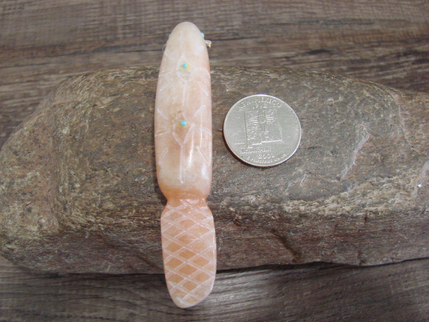 Native American Zuni Indian Hand Carved Alabaster Beaver Fetish - B. Phillips