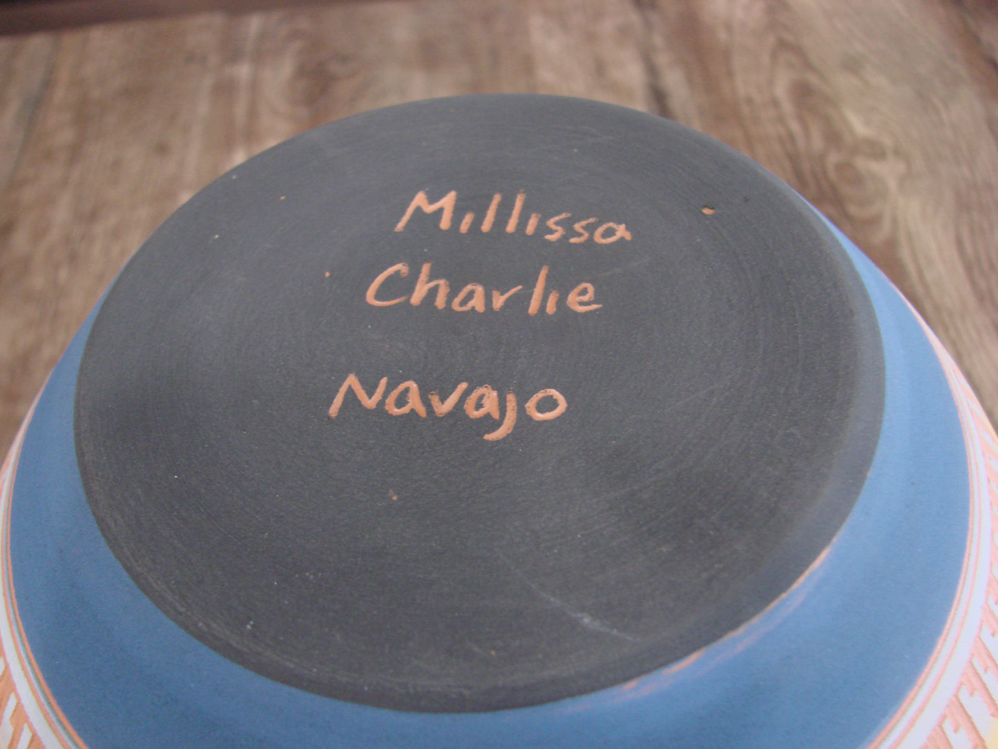 Native American Navajo Hand Etched & Hand Painted Pottery - Charlie