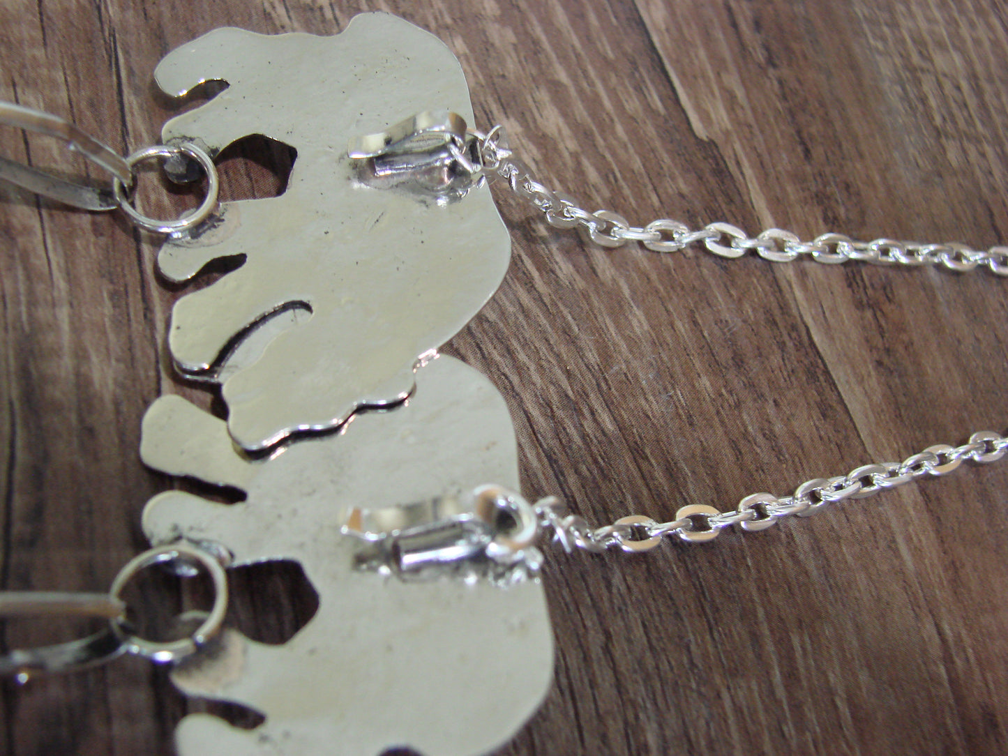 Navajo Indian Nickel Silver & Turquoise Bear Link Necklace by Cleveland