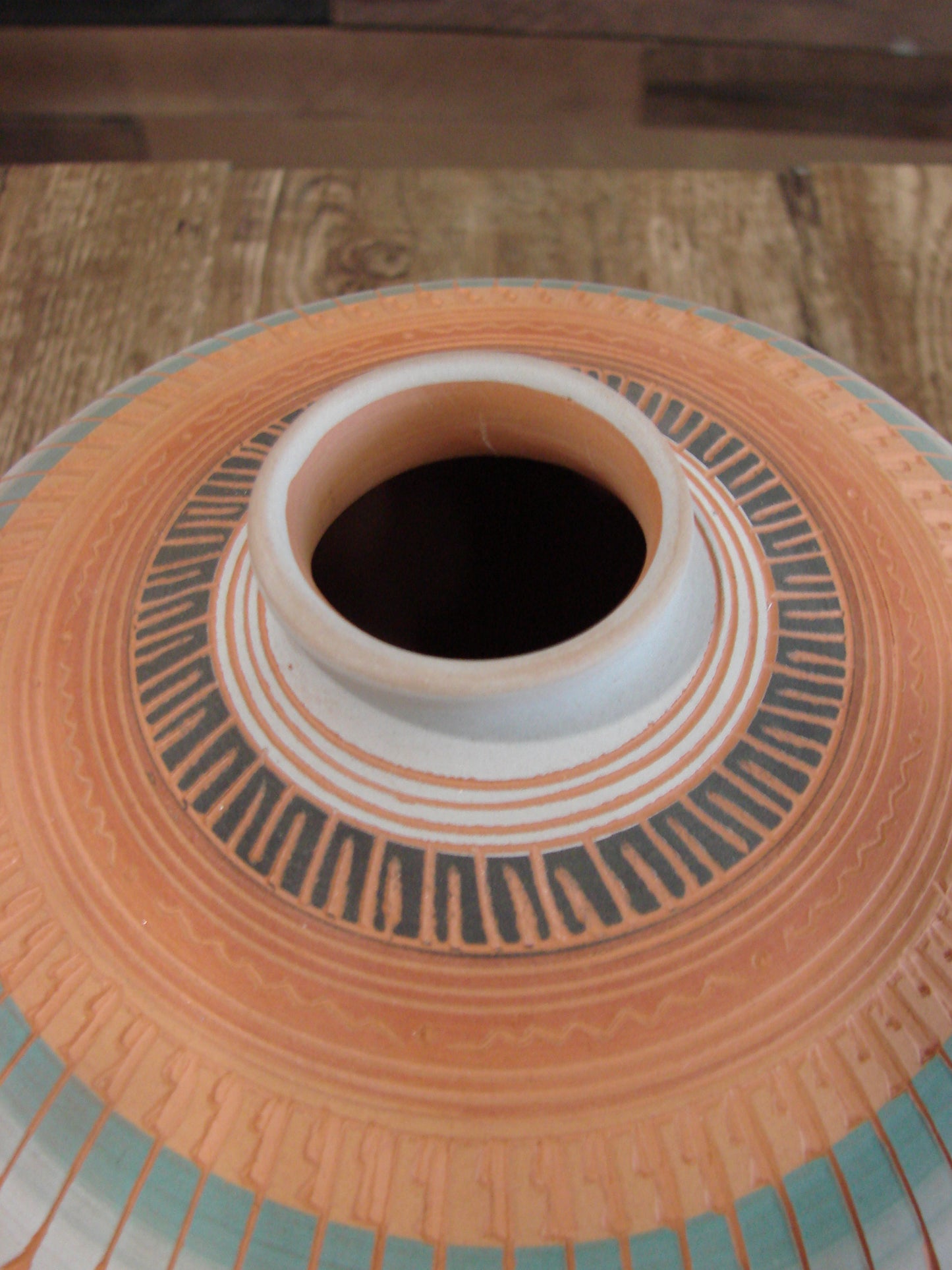 Native American Navajo Hand Etched & Hand Painted Pottery - Charlie