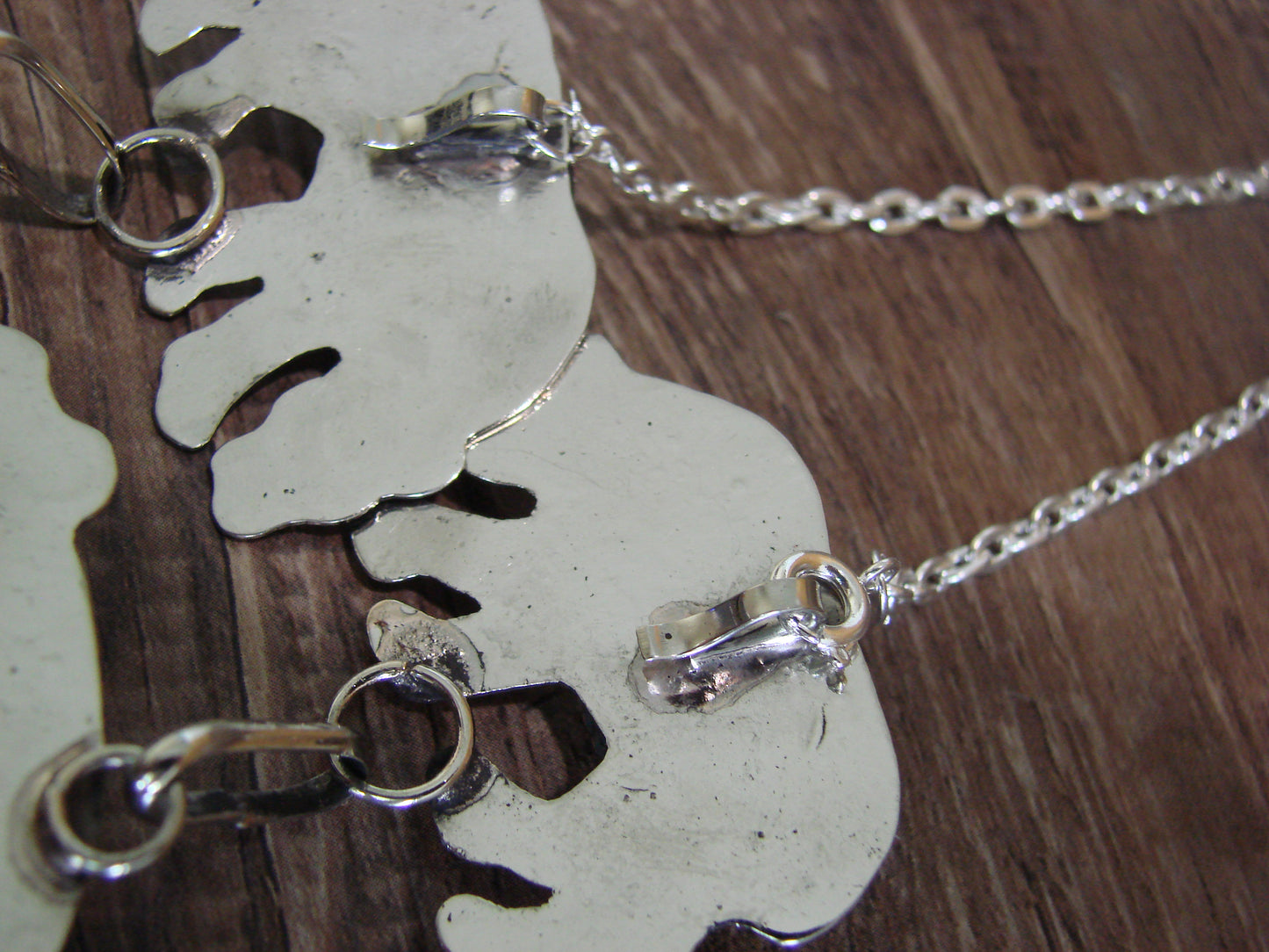 Navajo Indian Nickel Silver & Turquoise Bear Link Necklace by Cleveland