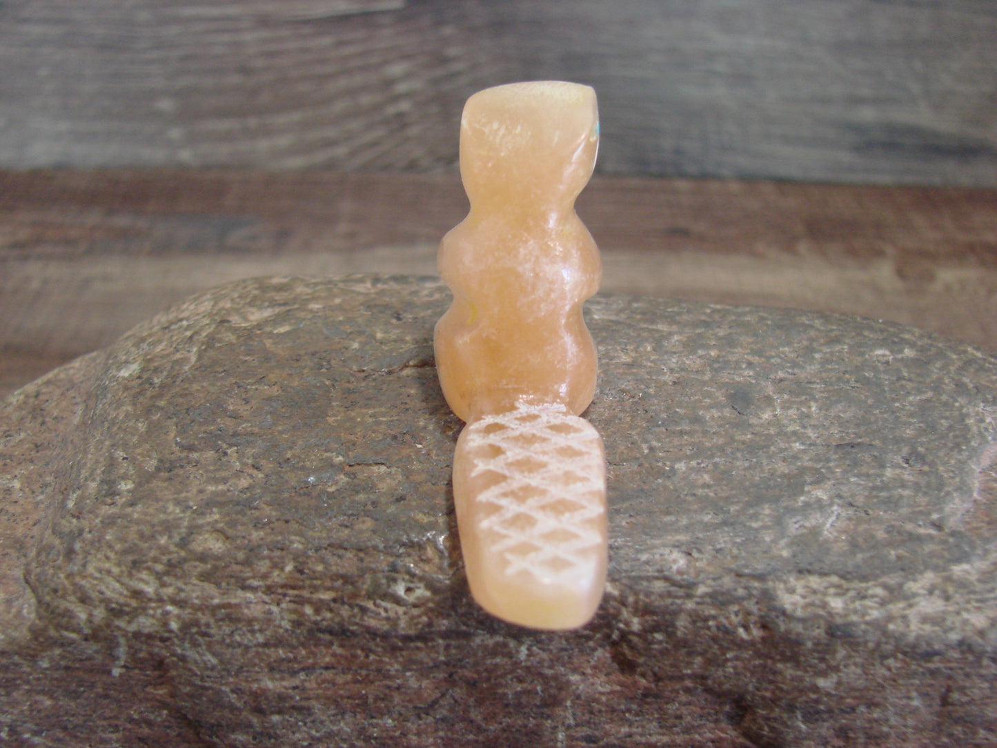 Native American Zuni Indian Hand Carved Alabaster Beaver Fetish - B. Phillips