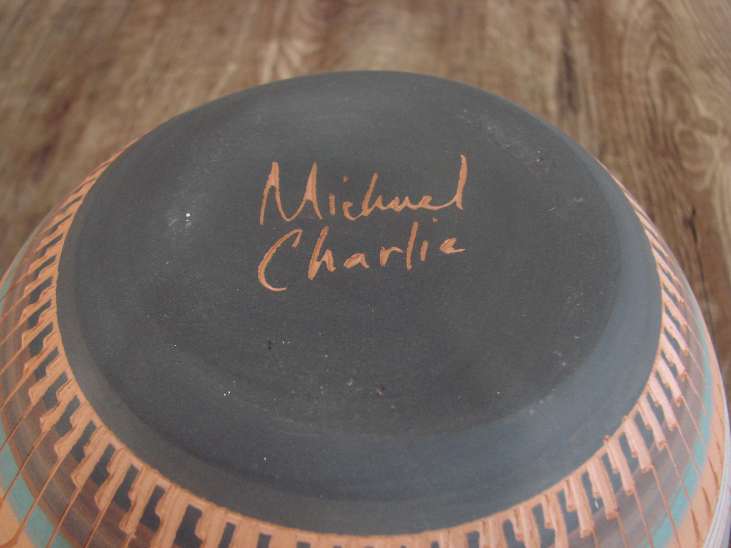 Native American Navajo Hand Etched & Hand Painted Pottery - Charlie