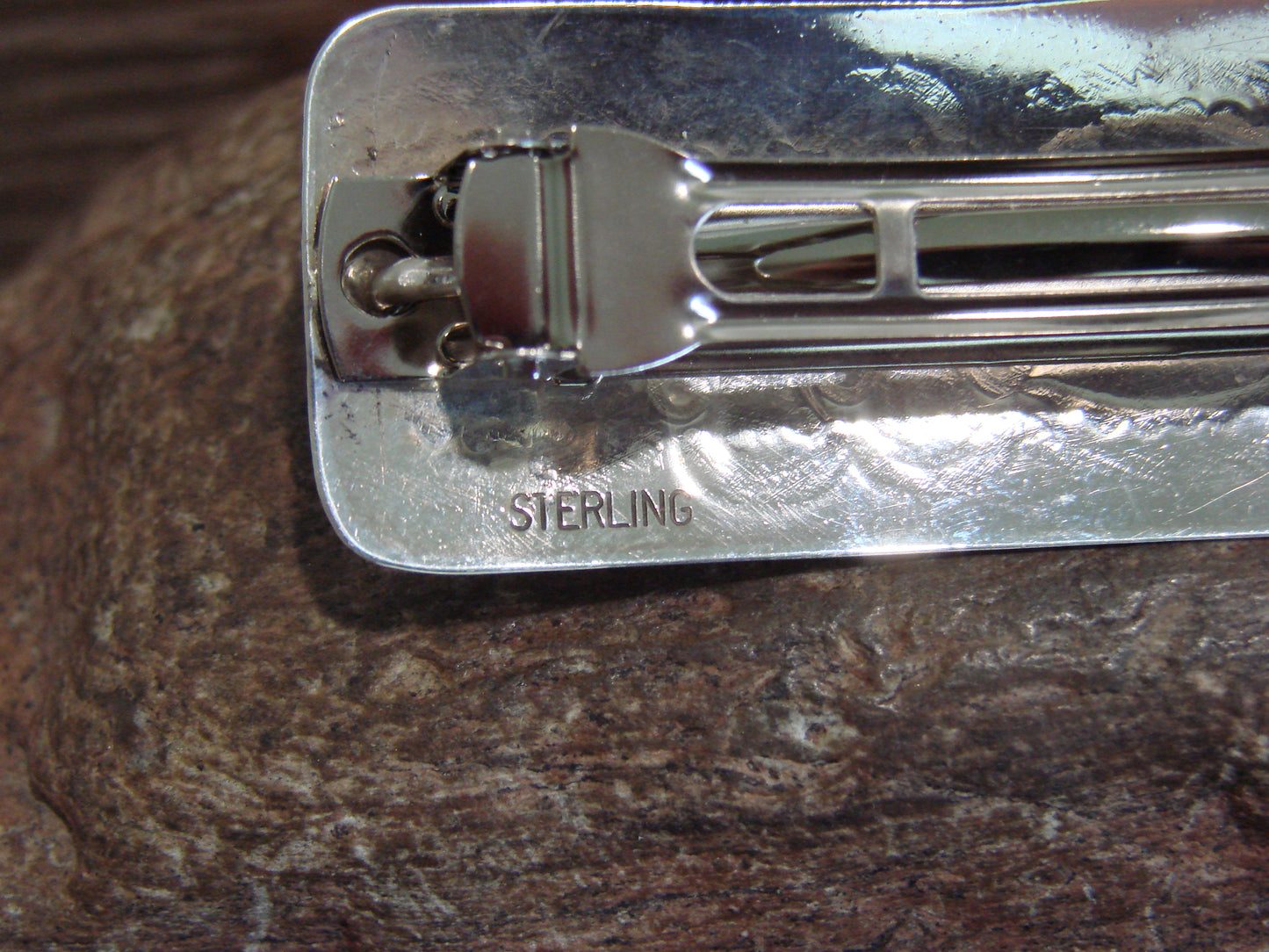 Native American Sterling Silver & Coral Row Hair Barrette by Begay