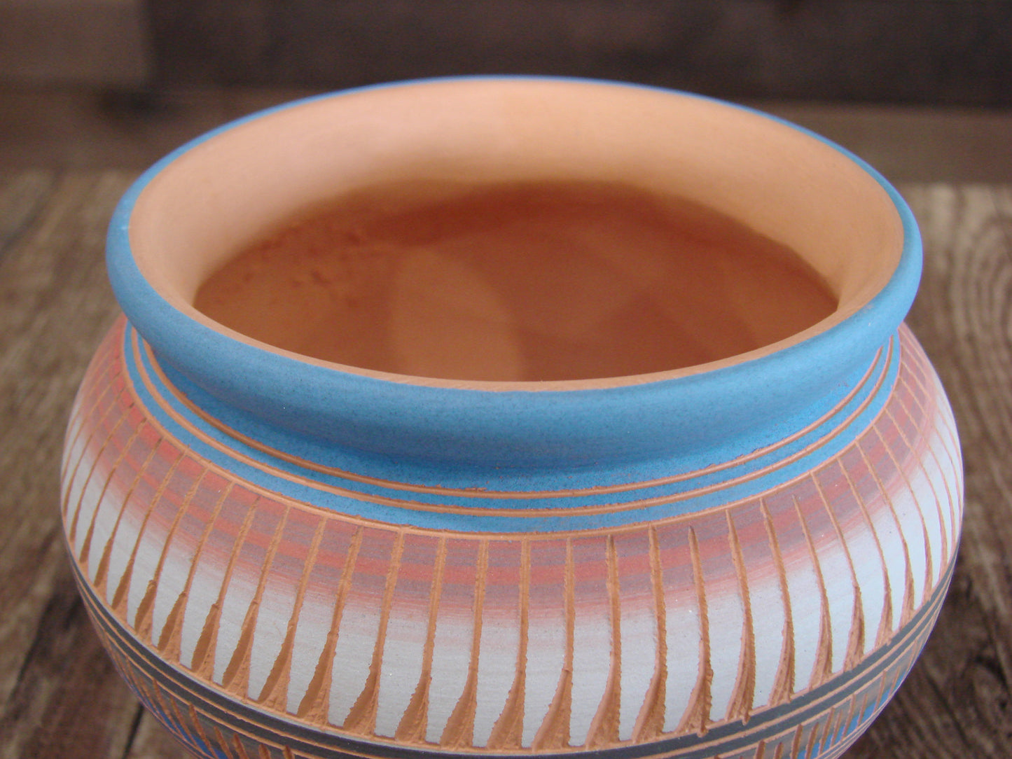 Native American Navajo Hand Etched & Hand Painted Pottery - Charlie