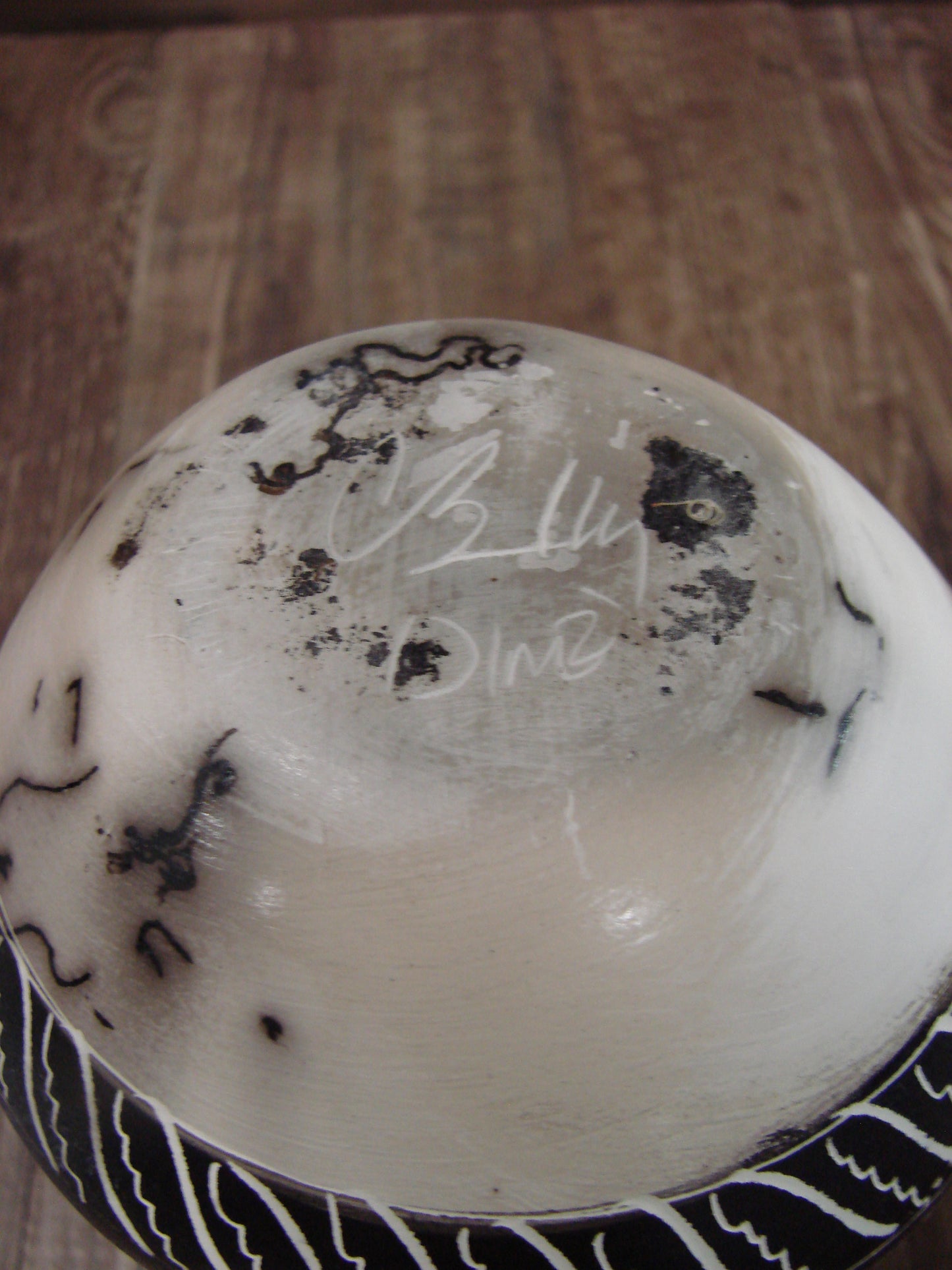 Native American Navajo Hand Etched Dream Catcher Horse Hair Pottery - Billy