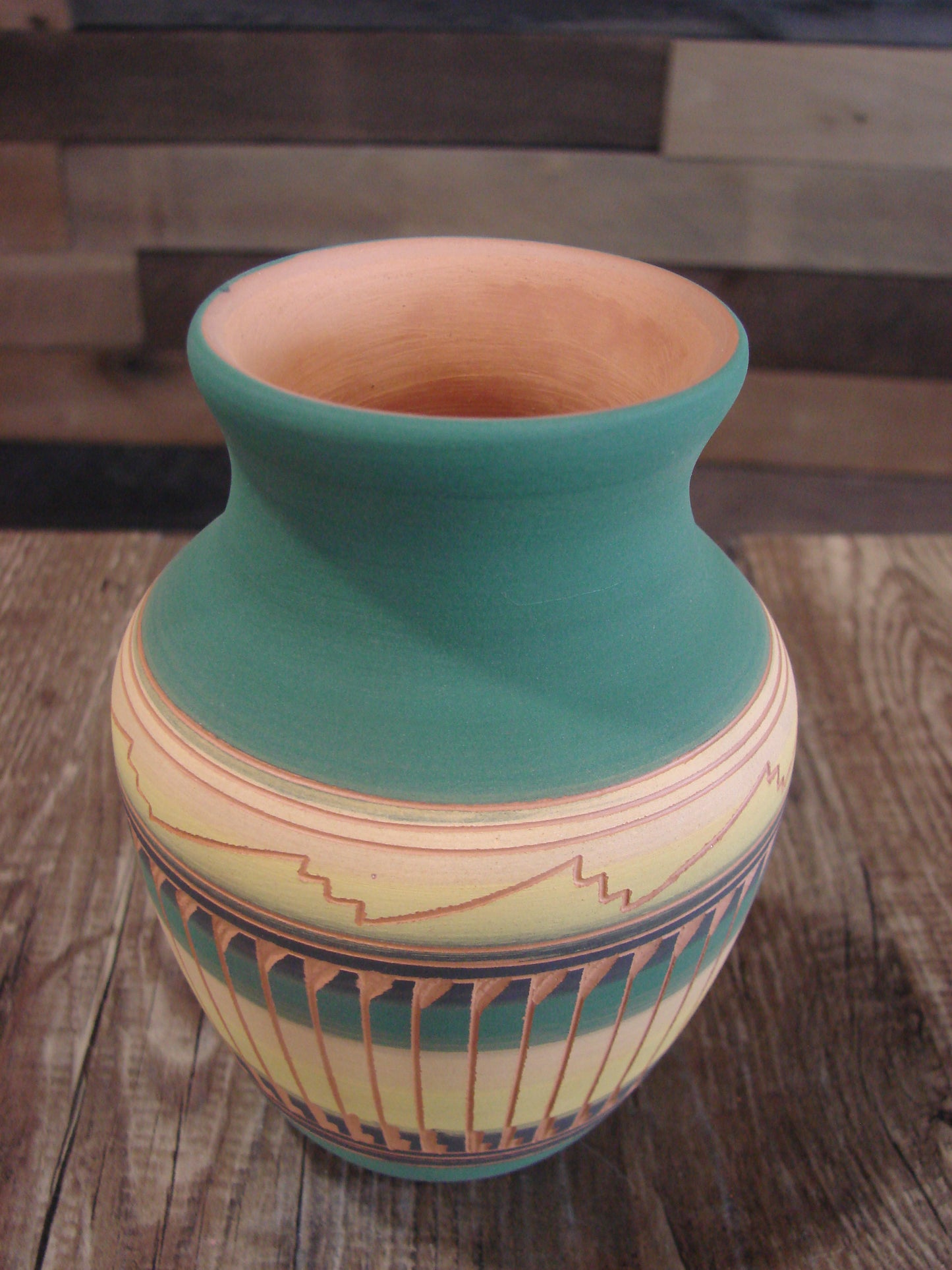 Native American Navajo Hand Etched & Hand Painted Pottery - Charlie