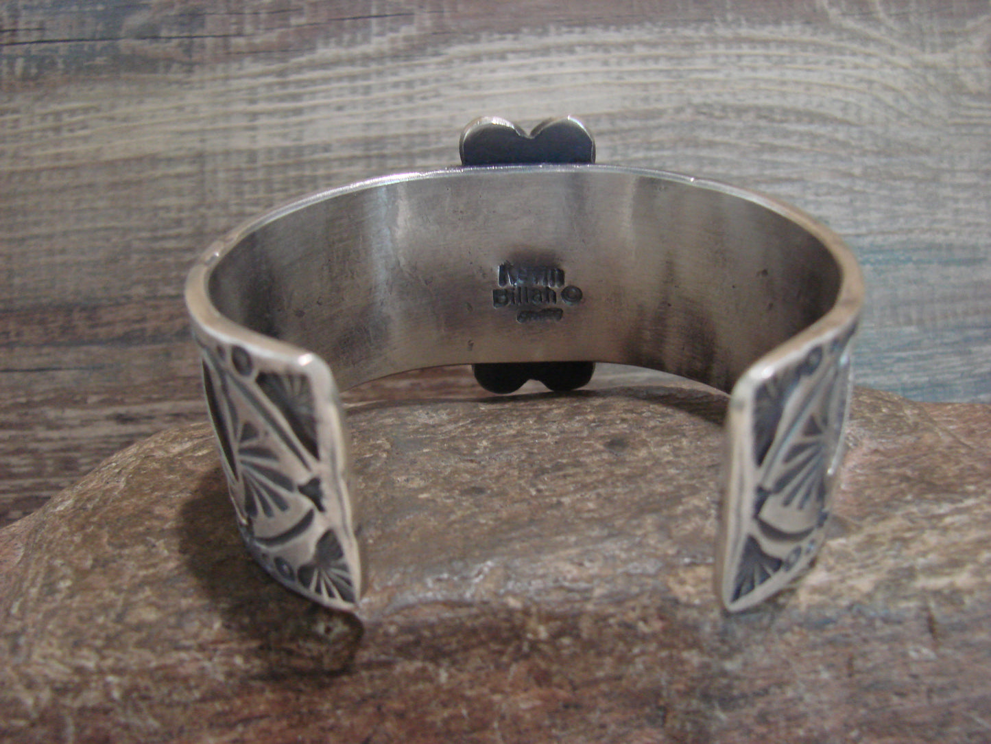 Navajo Indian Sterling Silver & Purple Spiny Oyster Bracelet Signed Billah